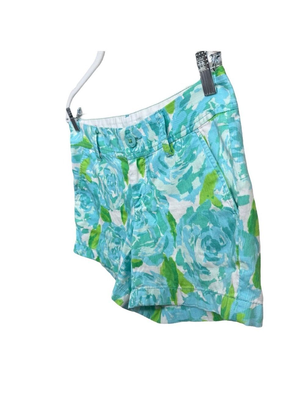 Lilly Pulitzer Callahan Shorts Size 2 Blue Green Floral Cotton - Picture 2 of 9